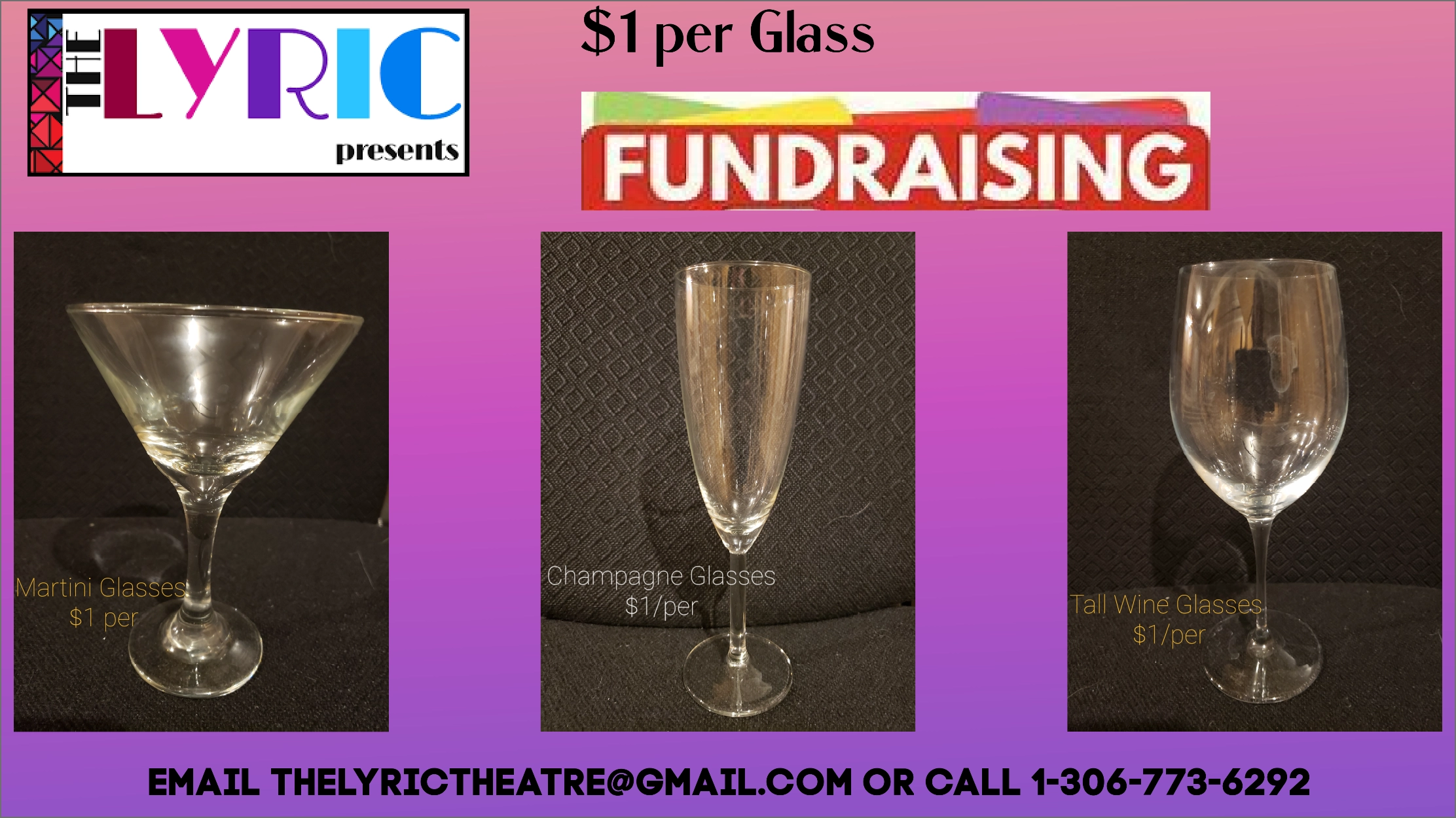 Fundraiser Glasses The Lyric Theatre fundraising